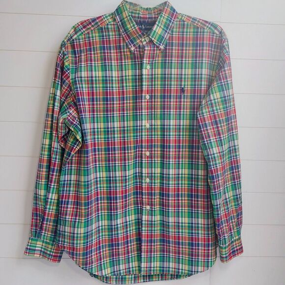 Ralph Lauren Classic Fit Plaid Shirt Men's XL Plaid Button Down Long Sleeve - Picture 2 of 7